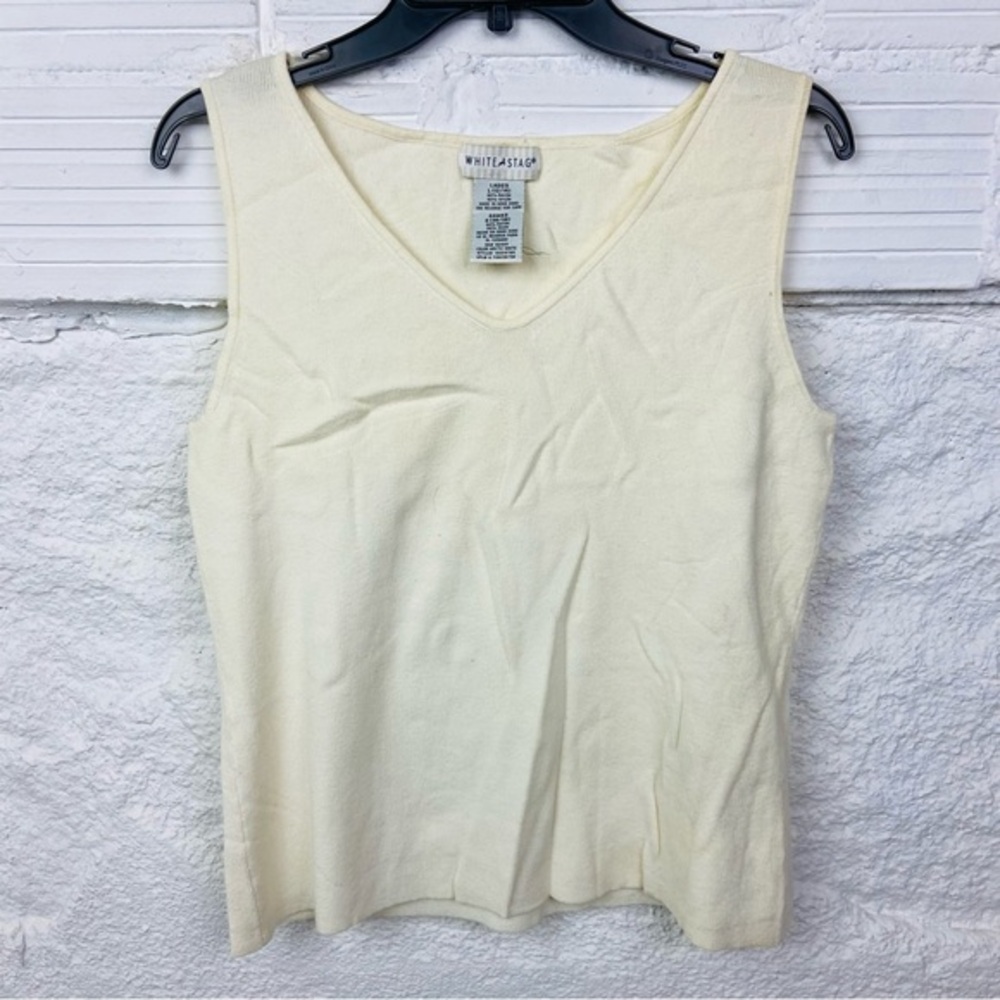 White Stag Women's Ivory knit v neck Tank Top size large